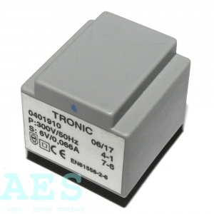 Speciální síťový transformátorek Tronic 300V/6V/0,4VA: 26,5073 Kč/ks
